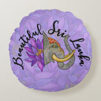 Geschenke aus Sri Lanka mit Elephant und Lotus Rundes Kissen