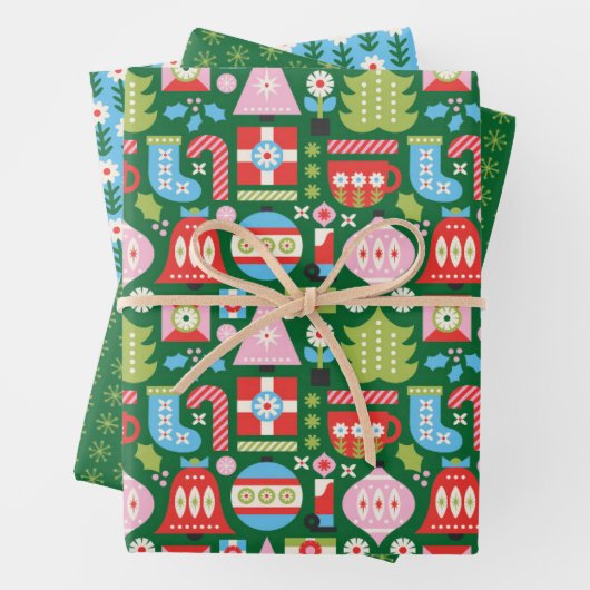 Geschenke aus Weihnachtsblättern Geschenkpapier Set (Beispiel)
