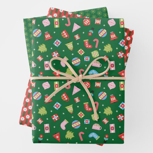 Geschenke aus Weihnachtsblättern Geschenkpapier Set (Beispiel)