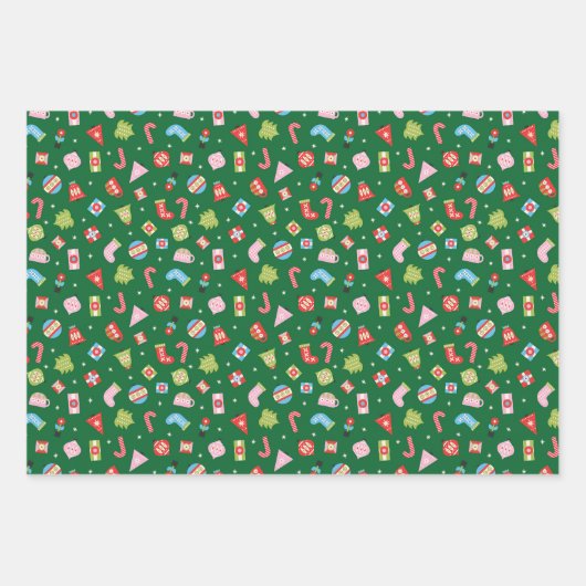 Geschenke aus Weihnachtsblättern Geschenkpapier Set (Vorderseite)