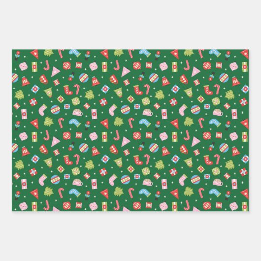 Geschenke aus Weihnachtsblättern Geschenkpapier Set (Vorderseite)