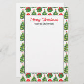Geschenke Bäume Grün Rot Weiße frohe Weihnachten Briefpapier (Vorne/Hinten)