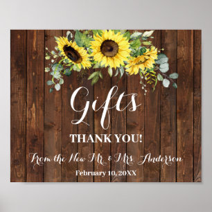 Geschenke Brautparty Hochzeit Western Sonnenblumen Poster
