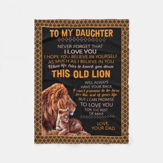 Geschenke| Brief an meine Tochter aus dem Vater Fleecedecke (Vorderseite)