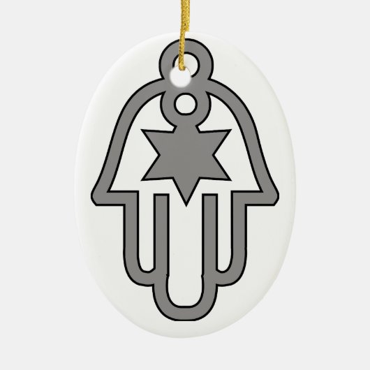 GESCHENKE CHANUKKAS CHANUKAH HAMSA KERAMIKORNAMENT (Vorne)