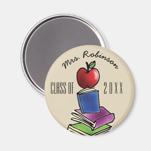 Geschenke der Klasse Apple mit Buchstapel Magnet (Vorderseite/Rückseite)