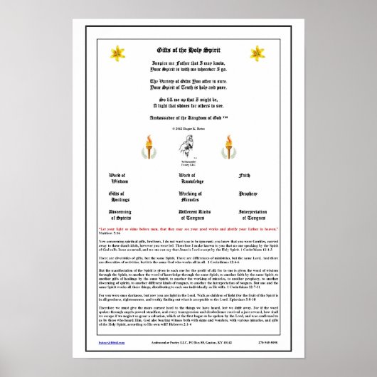 Geschenke des Heiligen Geistes Poster (Vorne)