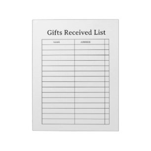 Geschenke-Empfangs-Tracker Notizblock