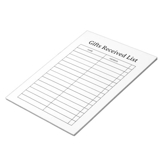 Geschenke-Empfangs-Verfolger Notizblock (angewinkelt)