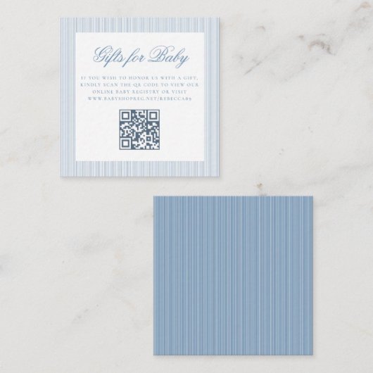 Geschenke für Baby Boy Blue Online QR Code Registr Begleitkarte (Vorne/Hinten)