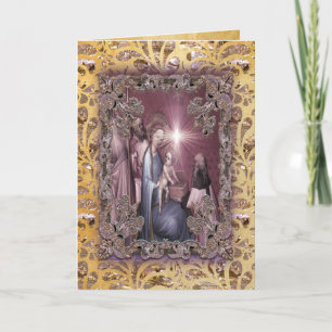 Geschenke für das Baby Jesus bringen Feiertagskarte
