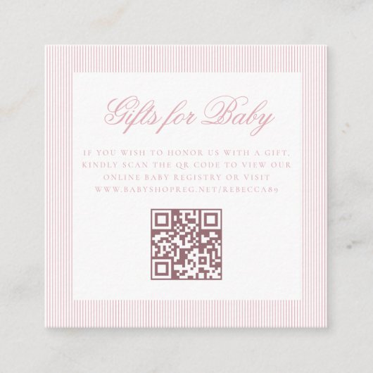 Geschenke für das Baby Light Pink Online QR Code-R Begleitkarte (Vorderseite)