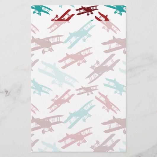 Geschenke für das Muster eines Vintagen Flugzeugmu Briefpapier (Vorderseite)