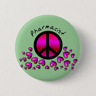 Geschenke für den Apotheker Peace & Hearts Button