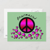 Geschenke für den Apotheker Peace & Hearts Postkarte (Vorne/Hinten)