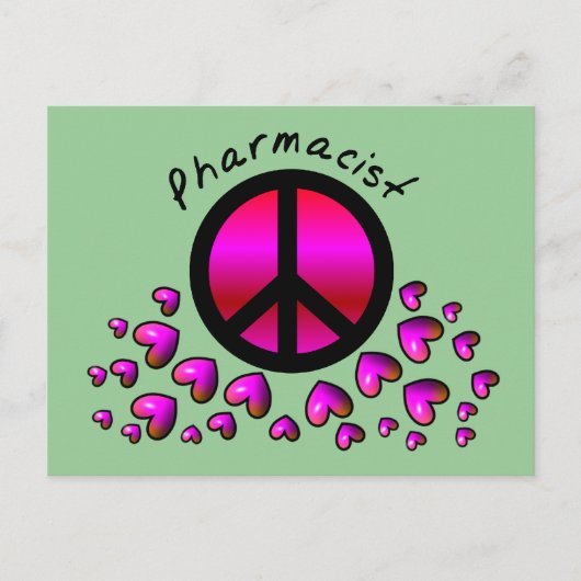 Geschenke für den Apotheker Peace & Hearts Postkarte (Vorderseite)