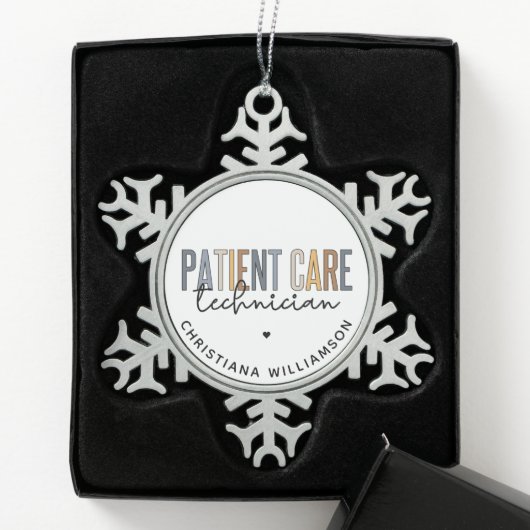 Geschenke für den benutzerdefinierten Patientenbet Schneeflocken Zinn-Ornament (Box)