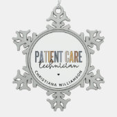 Geschenke für den benutzerdefinierten Patientenbet Schneeflocken Zinn-Ornament (Vorderseite)
