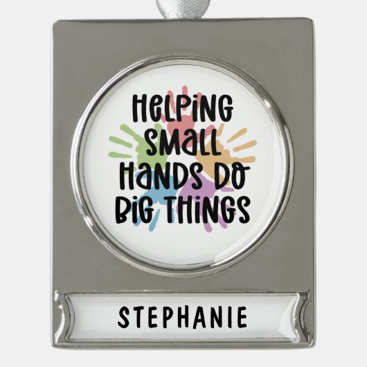 Geschenke für die Anwendung bei Kindern und Jugend Banner-Ornament Silber (Vorderseite)