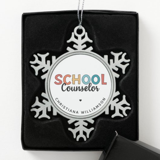 Geschenke für die Bewertung von Schulberatern Schneeflocken Zinn-Ornament (Box)