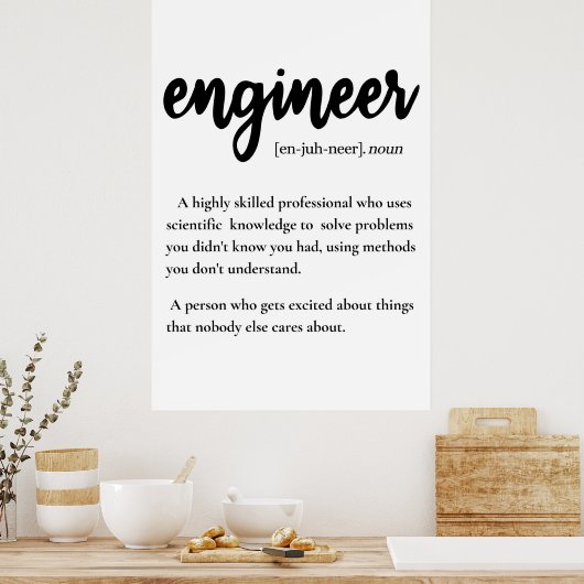 Geschenke für Ingenieure, Definition Poster (Küche)