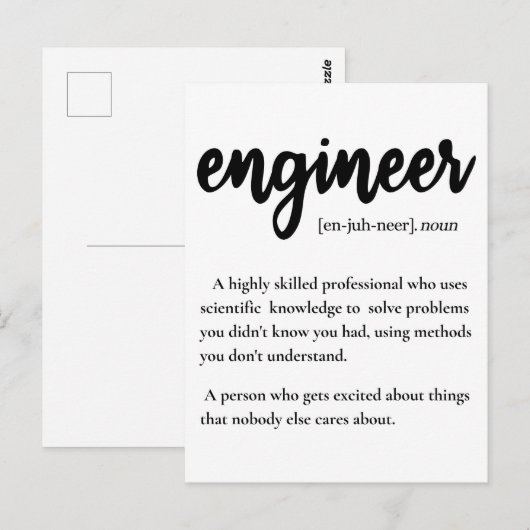 Geschenke für Ingenieure, Definition Postkarte (Vorne/Hinten)