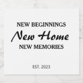 Geschenke für Kunden, Neues Zuhause-Geschenk, Haus Schaumweinetikett (Einzelnes Label)