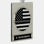 Geschenke für kundenspezifische dünne graue Linie Banner-Ornament Silber (Rechts)