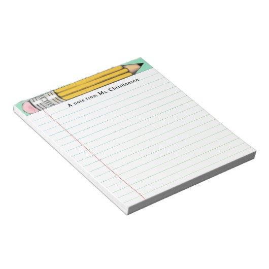 Geschenke für personalisierte Lehrer Notizblock (angewinkelt)