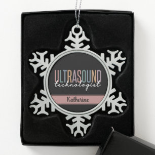 Geschenke für personalisierte Ultraschalltechniker Schneeflocken Zinn-Ornament