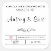 Geschenke für personalisierte Verlobung Quadratischer Aufkleber (Vorderseite)