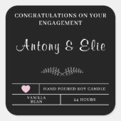 Geschenke für personalisierte Verlobung Quadratischer Aufkleber (Vorderseite)