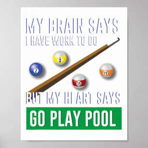 Geschenke Idee für Shirts für Damen Billard und Po Poster
