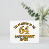 Geschenke im Alter von 64 Jahren Postkarte (Stehend Vorderseite)