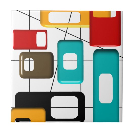 Geschenke im geometrischen Design des Mitteljahrhu Fliese (Vorderseite)