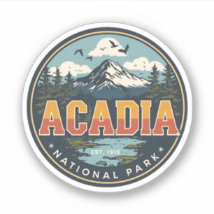 Geschenke im Vintage-Stil aus dem Acadia-Nationalp Aufkleber