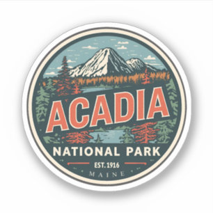 Geschenke im Vintage-Stil aus dem Acadia-Nationalp Aufkleber