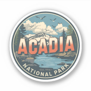 Geschenke im Vintage-Stil aus dem Acadia-Nationalp Aufkleber