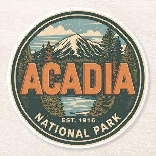 Geschenke im Vintage-Stil aus dem Acadia-Nationalp Runder Pappuntersetzer
