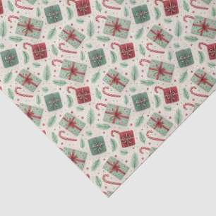 Geschenke in Geschenkpapier und Zuckerstangen Seidenpapier