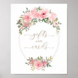 Geschenke Karten Schildern Rosa Blumengrün Babydus Poster