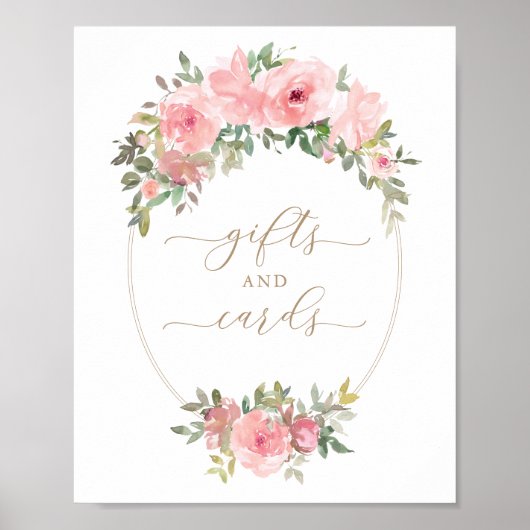 Geschenke Karten Schildern Rosa Blumengrün Babydus Poster (Vorne)