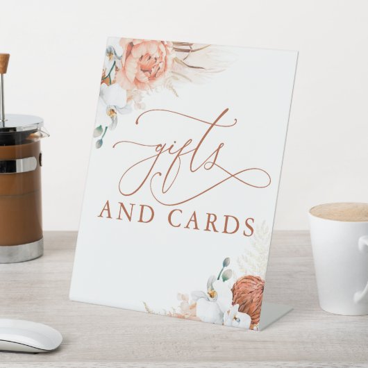 Geschenke Karten Terracotta Floral Pampas Grass Ze Sockelschild (In SItu)