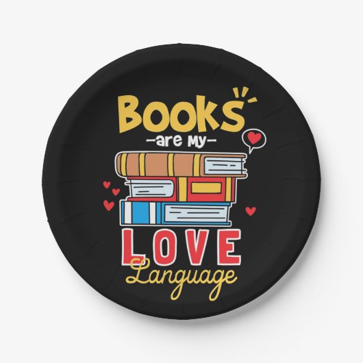Geschenke Lehrer | Bücher sind meine Liebe Pappteller (Vorderseite)