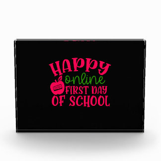 Geschenke Lehrer | Happy Online erster Schultag Fotoblock