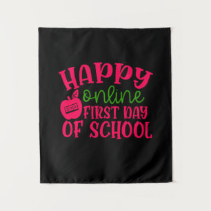 Geschenke Lehrer   Happy Online erster Schultag Wandteppich