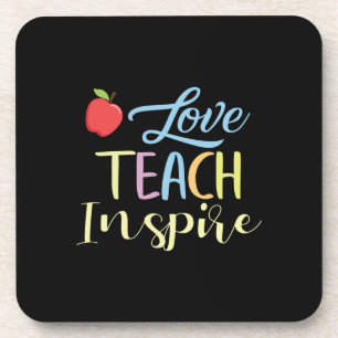 Geschenke Lehrer   Liebe Teach Inspirier Getränkeuntersetzer