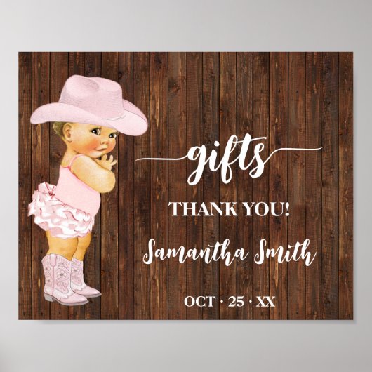 Geschenke Little Pink Cowgirl Western Baby Dusche Poster (Vorne)