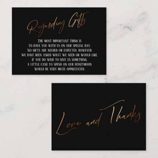 Geschenke Moderne Goldhandschrift Hochzeit Begleitkarte (Vorne/Hinten)