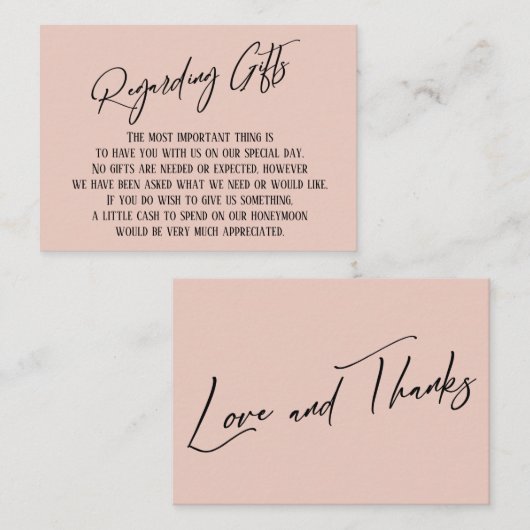 Geschenke Moderne Handschrift Einfache Blush Begleitkarte (Vorne/Hinten)